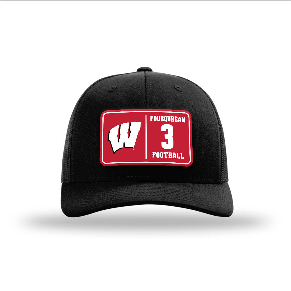 Wisconsin - NCAA Football : Nyzier Fourqurean - Suede Patch Snapback Trucker Hat-0