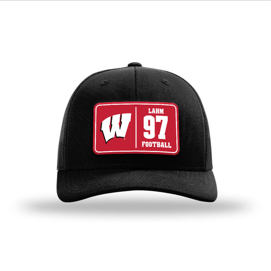 Wisconsin - NCAA Football : Gavin Lahm - Suede Patch Snapback Trucker Hat-0