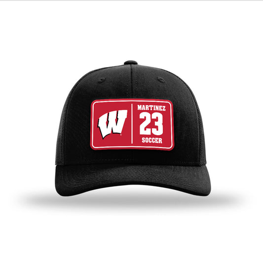 Wisconsin - NCAA Women's Soccer : Ashley Martinez - Suede Patch Snapback Trucker Hat-0