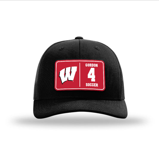 Wisconsin - NCAA Women's Soccer : Taylor Gordon - Suede Patch Snapback Trucker Hat-0