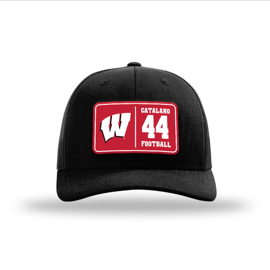 Wisconsin - NCAA Football : Cooper Catalano - Suede Patch Snapback Trucker Hat-0