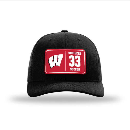 Wisconsin - NCAA Men's Soccer : Luke Shrivers - Suede Patch Snapback Trucker Hat-0