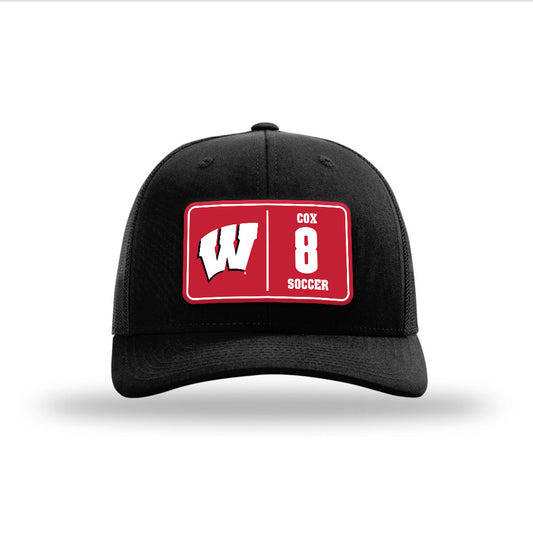 Wisconsin - NCAA Women's Soccer : Delaney Cox - Suede Patch Snapback Trucker Hat-0
