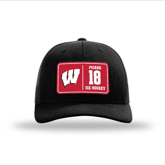 Wisconsin - NCAA Women's Ice Hockey : Marianne Picard - Suede Patch Snapback Trucker Hat-0