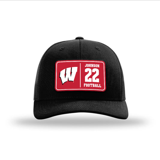 Wisconsin - NCAA Football : Kyan Berry Johnson - Suede Patch Snapback Trucker Hat-0