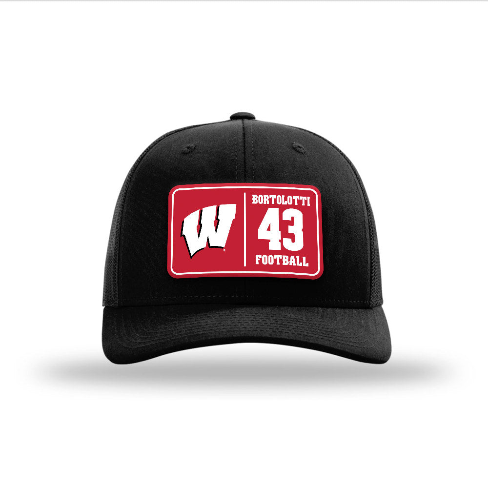 Wisconsin - NCAA Football : Grover Bortolotti - Suede Patch Snapback Trucker Hat-0