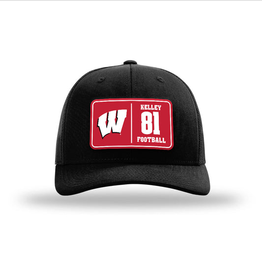 Wisconsin - NCAA Football : Mason Kelley - Suede Patch Snapback Trucker Hat-0