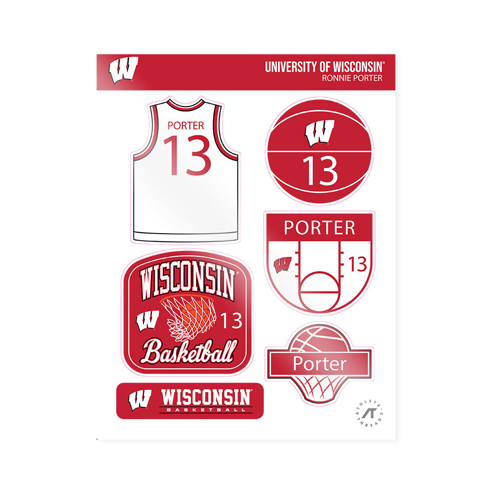 Wisconsin - NCAA Women's Basketball : Ronnie Porter - Sticker Sheet-0