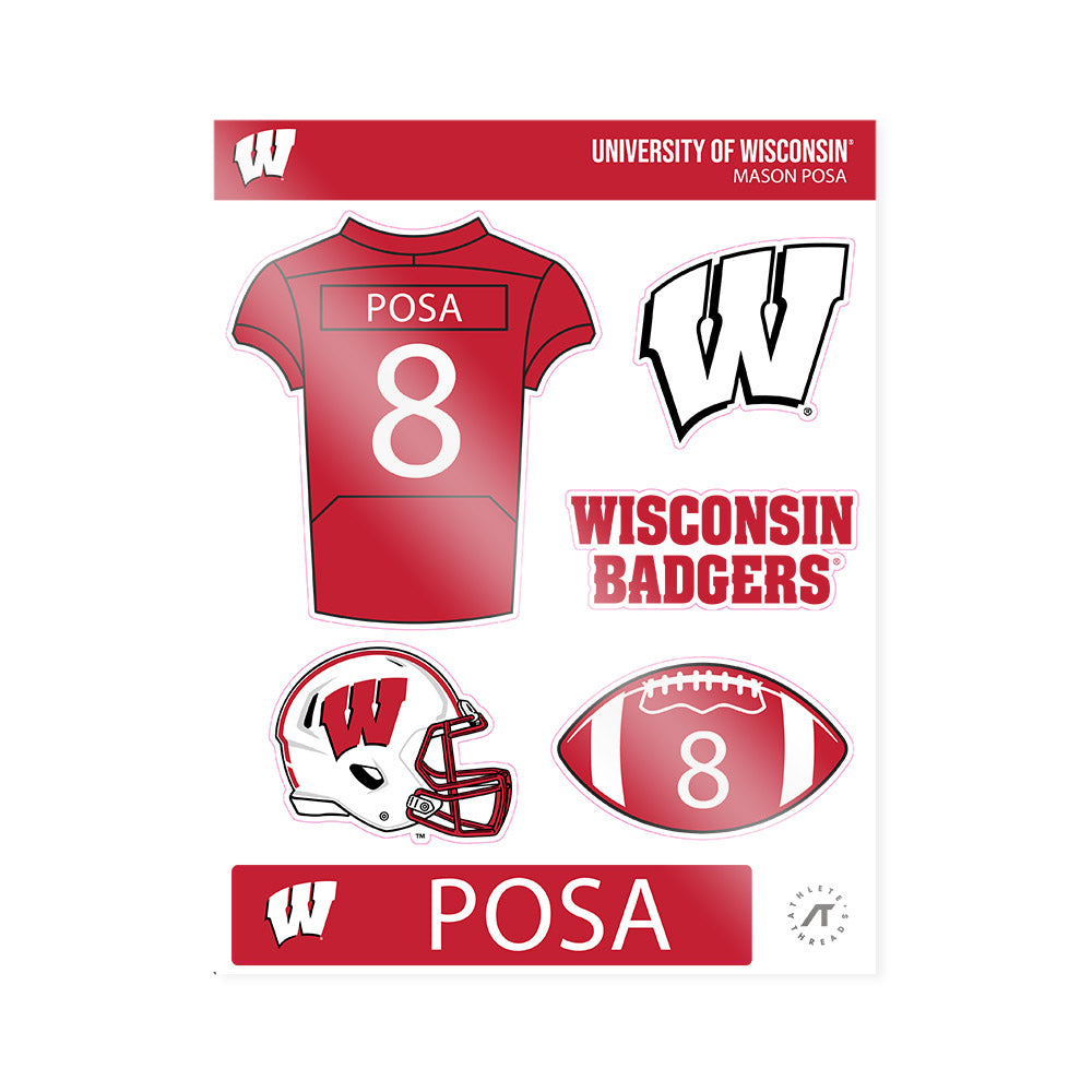 Wisconsin - NCAA Football : Mason Posa - Sticker Sheet-0