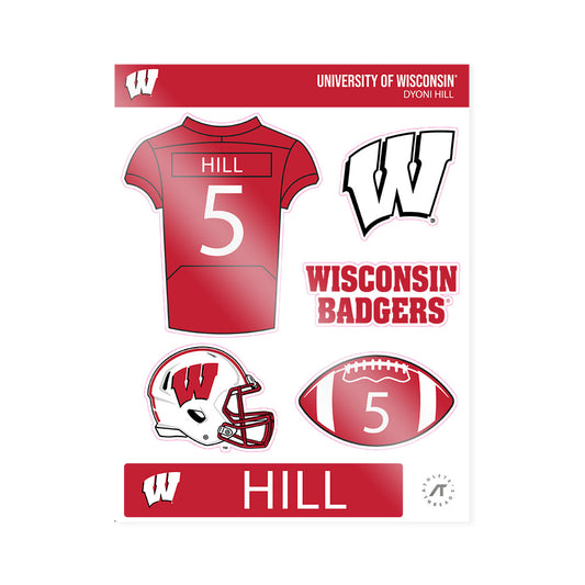 Wisconsin - NCAA Football : Dyoni Hill - Sticker Sheet-0