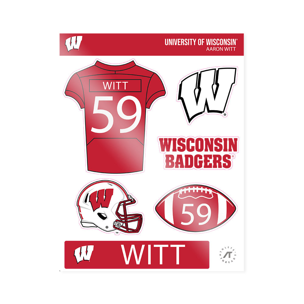 Wisconsin - NCAA Football : Aaron Witt - Sticker Sheet-0
