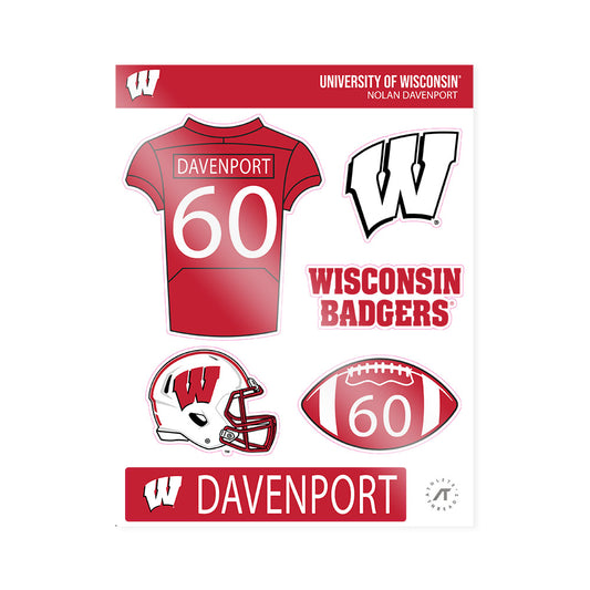 Wisconsin - NCAA Football : Nolan Davenport - Sticker Sheet-0