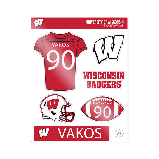 Wisconsin - NCAA Football : Nathanial Vakos - Sticker Sheet-0