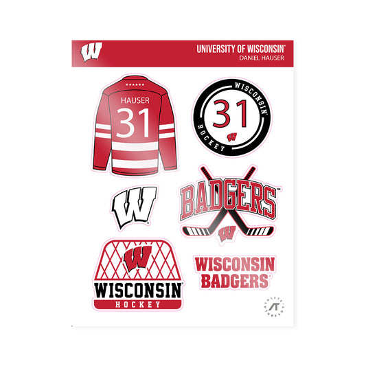 Wisconsin - NCAA Men's Ice Hockey : Daniel Hauser - Sticker Sheet-0
