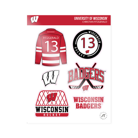 Wisconsin - NCAA Men's Ice Hockey : Christian Fitzgerald - Sticker Sheet-0