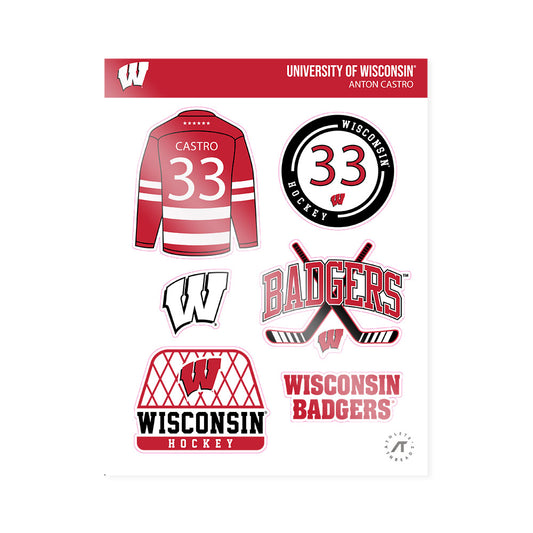 Wisconsin - NCAA Men's Ice Hockey : Anton castro - Sticker Sheet-0