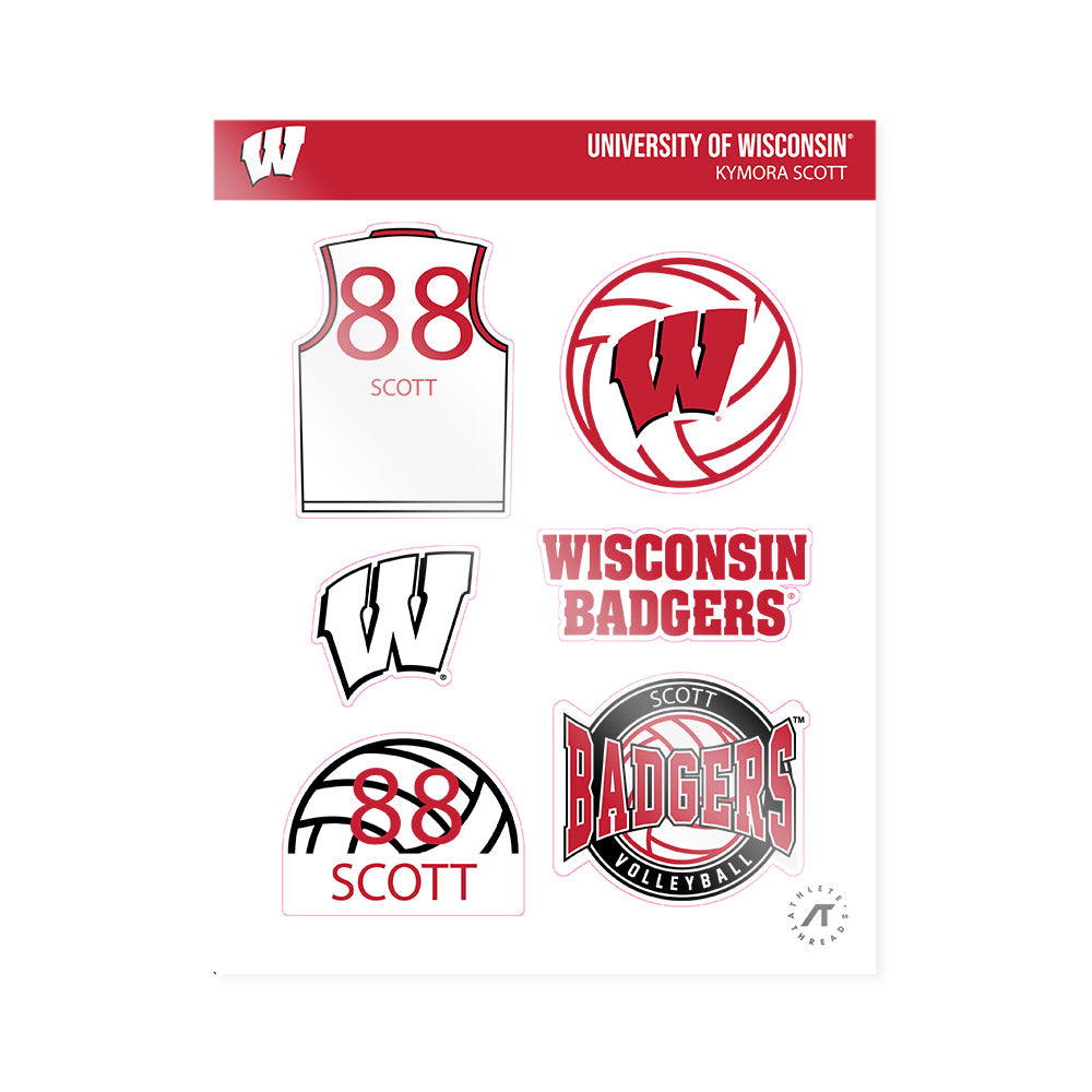 Wisconsin - NCAA Women's Volleyball : Kymora Scott - Sticker Sheet-0