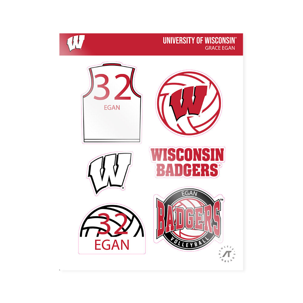 Wisconsin - NCAA Women's Volleyball : Grace Egan - Sticker Sheet-0