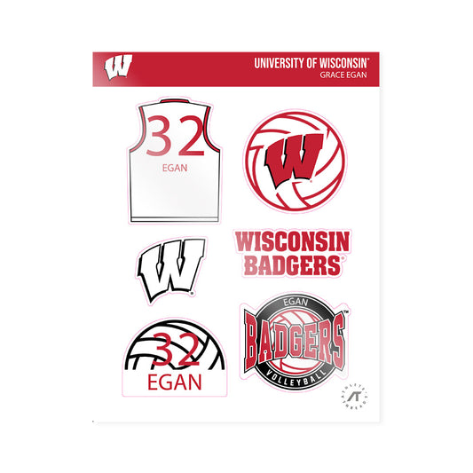 Wisconsin - NCAA Women's Volleyball : Grace Egan - Sticker Sheet-0