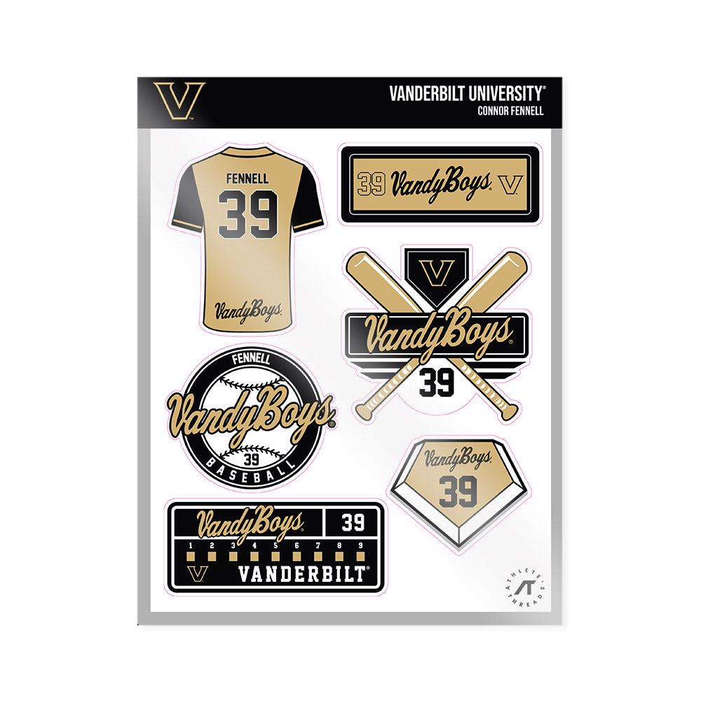 Vanderbilt - NCAA Baseball : Connor Fennell - Sticker Sheet-0