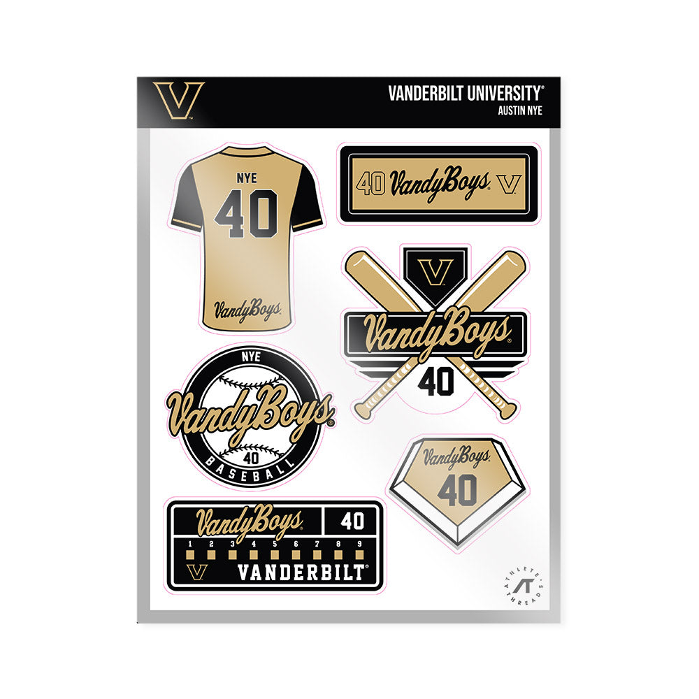 Vanderbilt - NCAA Baseball : Austin Nye - Sticker Sheet-0
