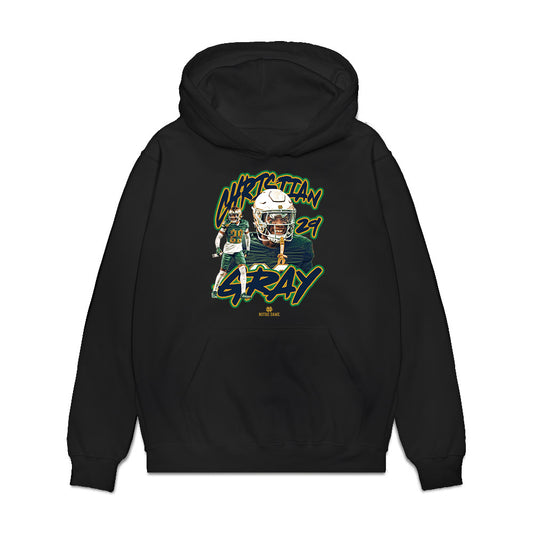 Notre Dame - NCAA Football : Christian Gray - Collage Premium Hooded Sweatshirt-0