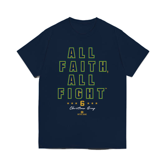 Notre Dame - NCAA Football : Christian Gray - All Faith, All Fight™ Comfort Colors T-Shirt-0