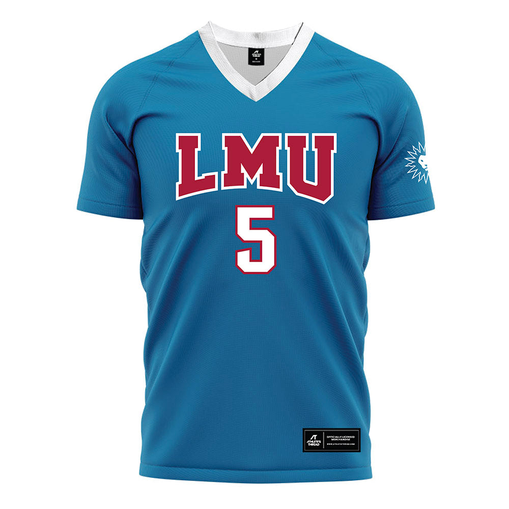 LMU - NCAA Men's Soccer : Nathan Rodrigues - Blue Soccer Jersey-0