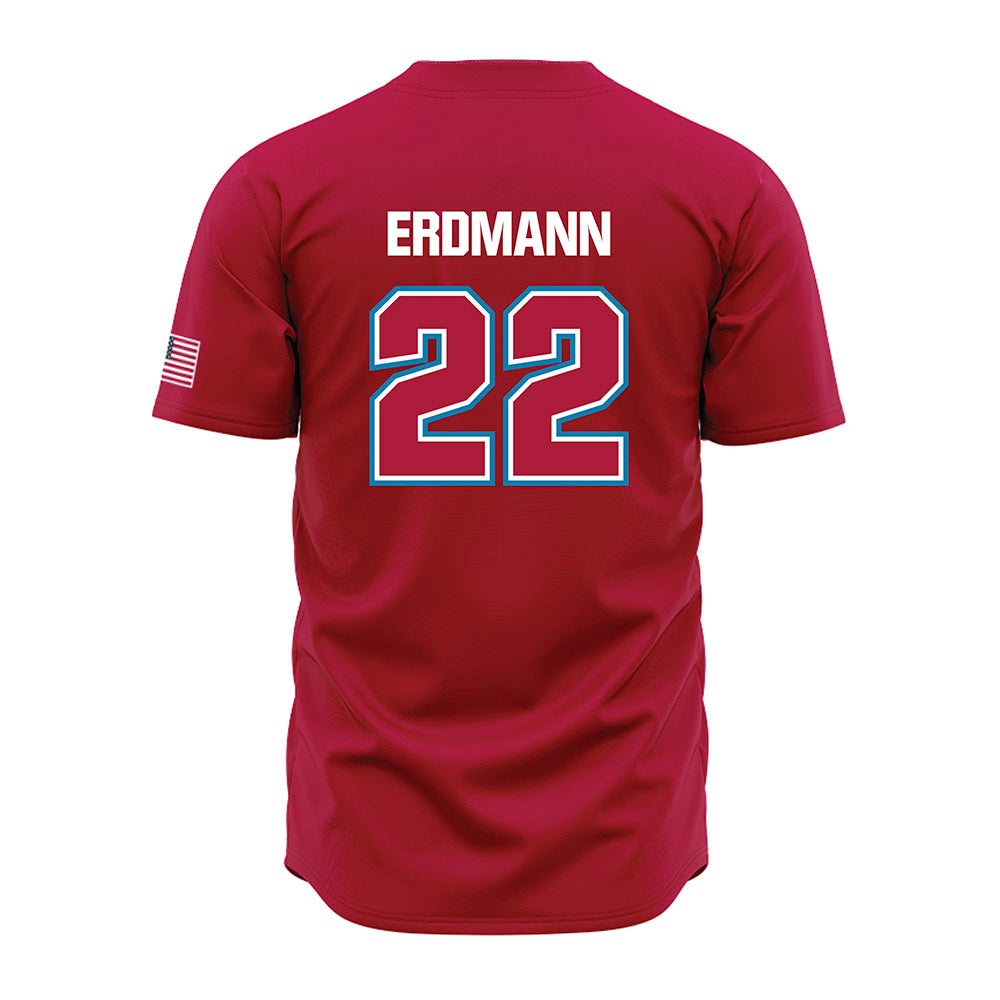 LMU - NCAA Baseball : Eric Erdmann - Red Jersey-1