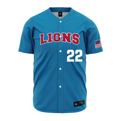 LMU - NCAA Baseball : Eric Erdmann - Blue Jersey-0
