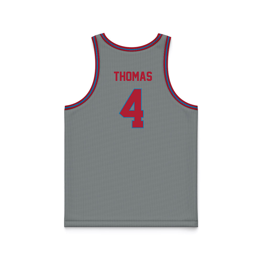 LMU - NCAA Men's Basketball : Aj Thomas - Grey Basketball Jersey-1