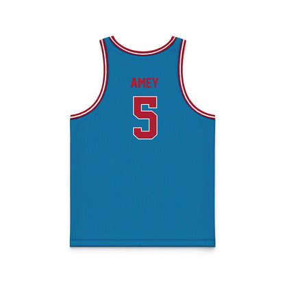 LMU - NCAA Men's Basketball : Mj Amey - Blue Basketball Jersey-1