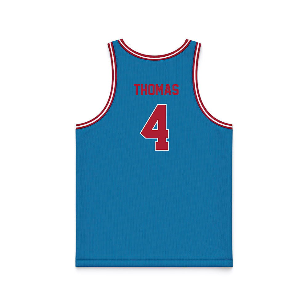 LMU - NCAA Men's Basketball : Aj Thomas - Blue Basketball Jersey-1