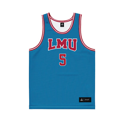 LMU - NCAA Men's Basketball : Mj Amey - Blue Basketball Jersey-0