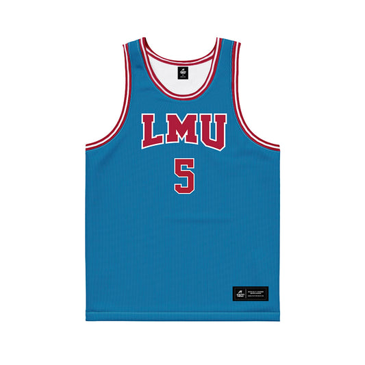 LMU - NCAA Men's Basketball : Mj Amey - Blue Basketball Jersey-0