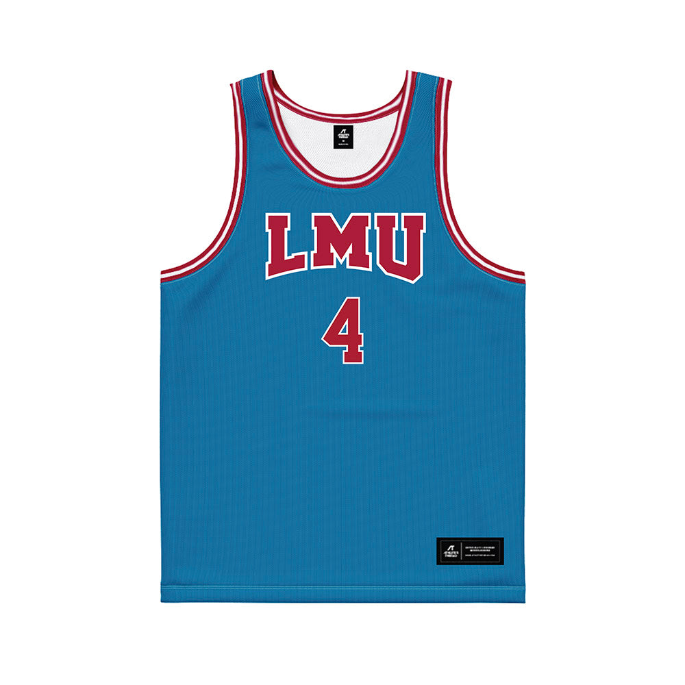 LMU - NCAA Men's Basketball : Aj Thomas - Blue Basketball Jersey-0