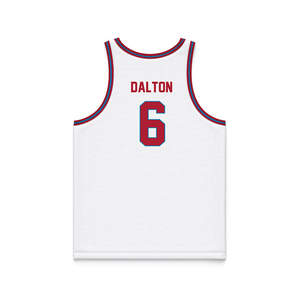 LMU - NCAA Men's Basketball : Joshua Dalton - White Basketball Jersey-1
