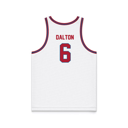 LMU - NCAA Men's Basketball : Joshua Dalton - White Basketball Jersey-1