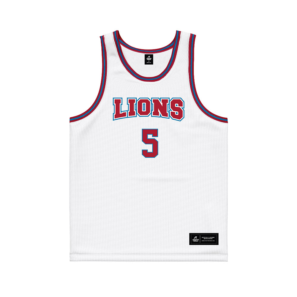 LMU - NCAA Men's Basketball : Mj Amey - White Basketball Jersey-0