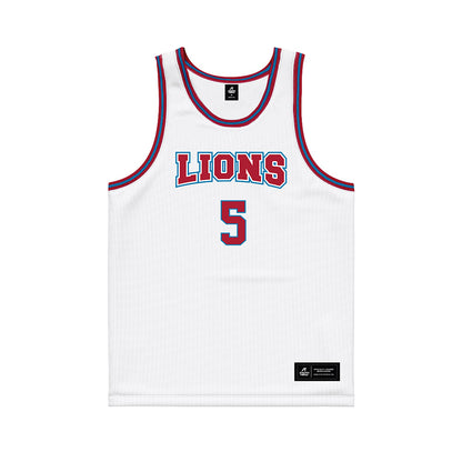 LMU - NCAA Men's Basketball : Mj Amey - White Basketball Jersey-0