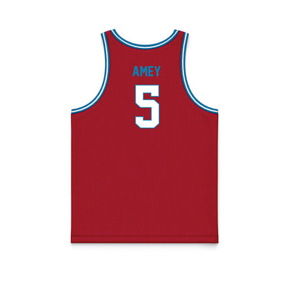 LMU - NCAA Men's Basketball : Mj Amey - Red Basketball Jersey-1