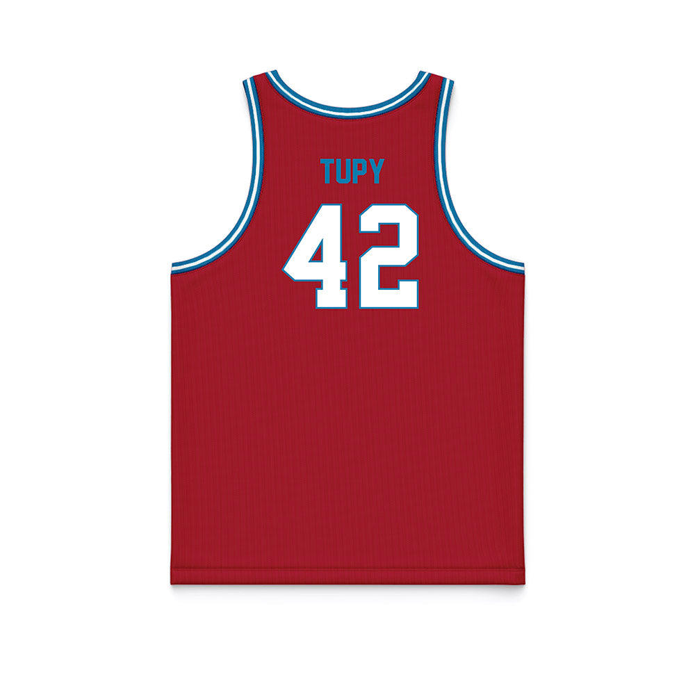 LMU - NCAA Men's Basketball : George Tupy - Red Basketball Jersey-1