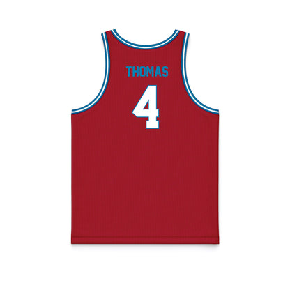 LMU - NCAA Men's Basketball : Aj Thomas - Red Basketball Jersey-1