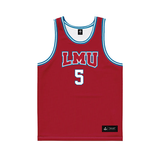 LMU - NCAA Men's Basketball : Mj Amey - Red Basketball Jersey-0