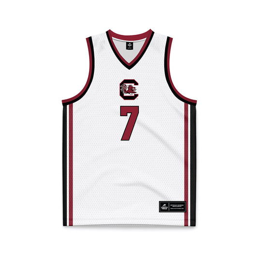 South Carolina - NCAA Men's Basketball : Abu Yarmah - White Basketball Jersey-0