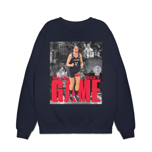 UConn - NCAA Women's Basketball : Ashlynn Shade - NCAA® National Champs Photo Collection - She Got Game Premium Crewneck Sweatshirt-0