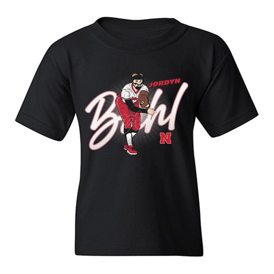 Nebraska - NCAA Softball : Jordyn Bahl - Caricature Youth T-Shirt-0