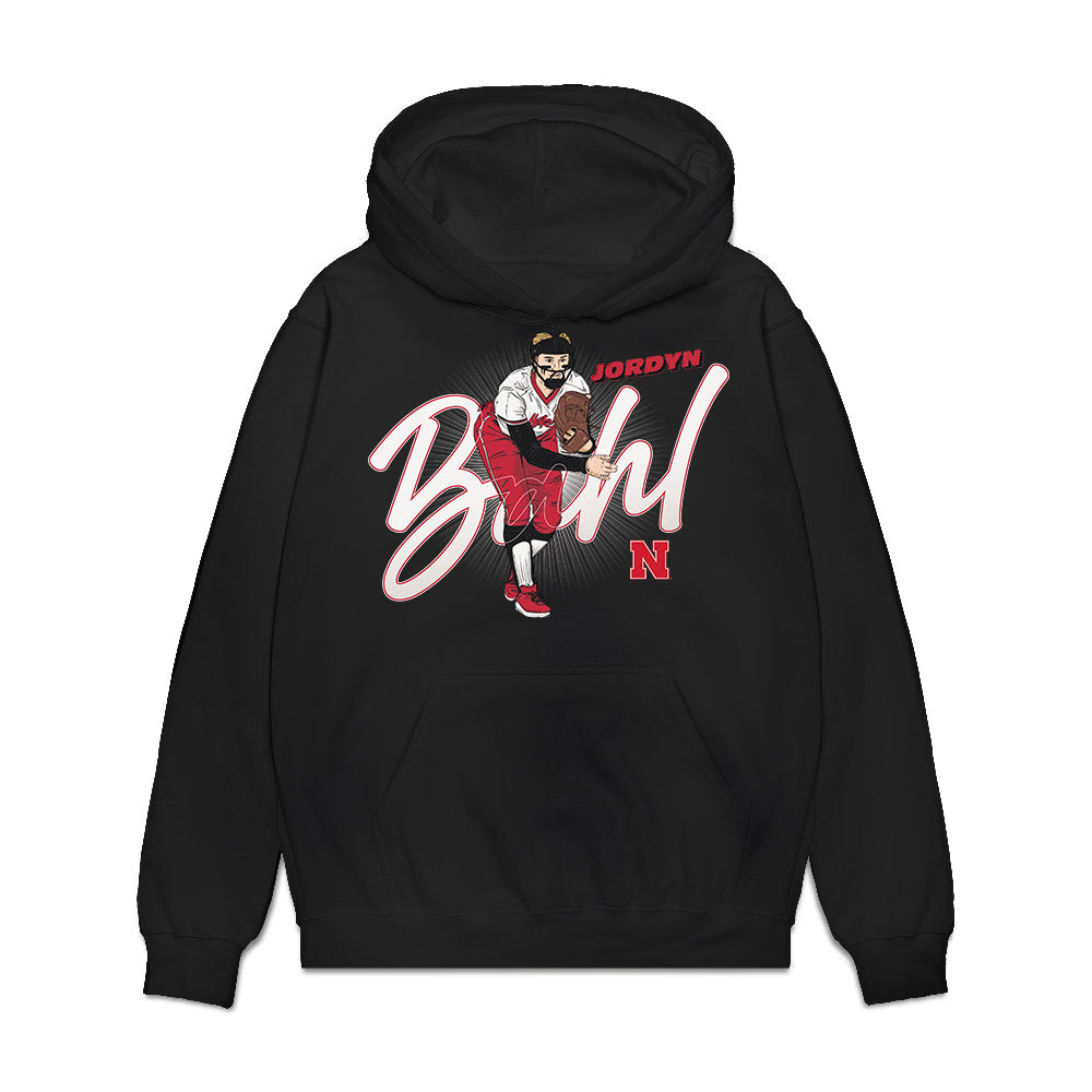 Nebraska - NCAA Softball : Jordyn Bahl - Caricature Premium Hooded Sweatshirt-0