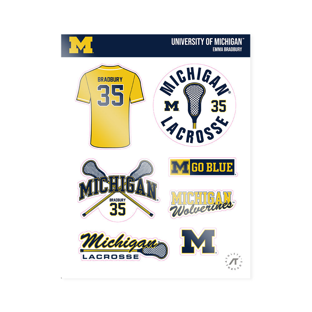 Michigan - NCAA Women's Lacrosse : Emma Bradbury - Sticker Sheet-0