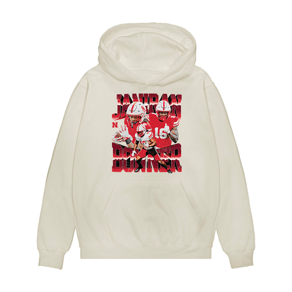 Nebraska - NCAA Football : Janiran Bonner - Collage Premium Hooded Sweatshirt-0